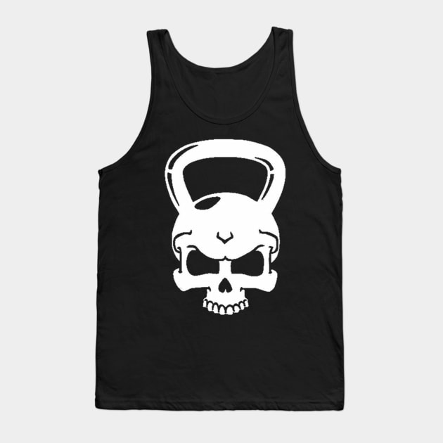 Kettlebell Skull White Tank Top by ZSBakerStreet